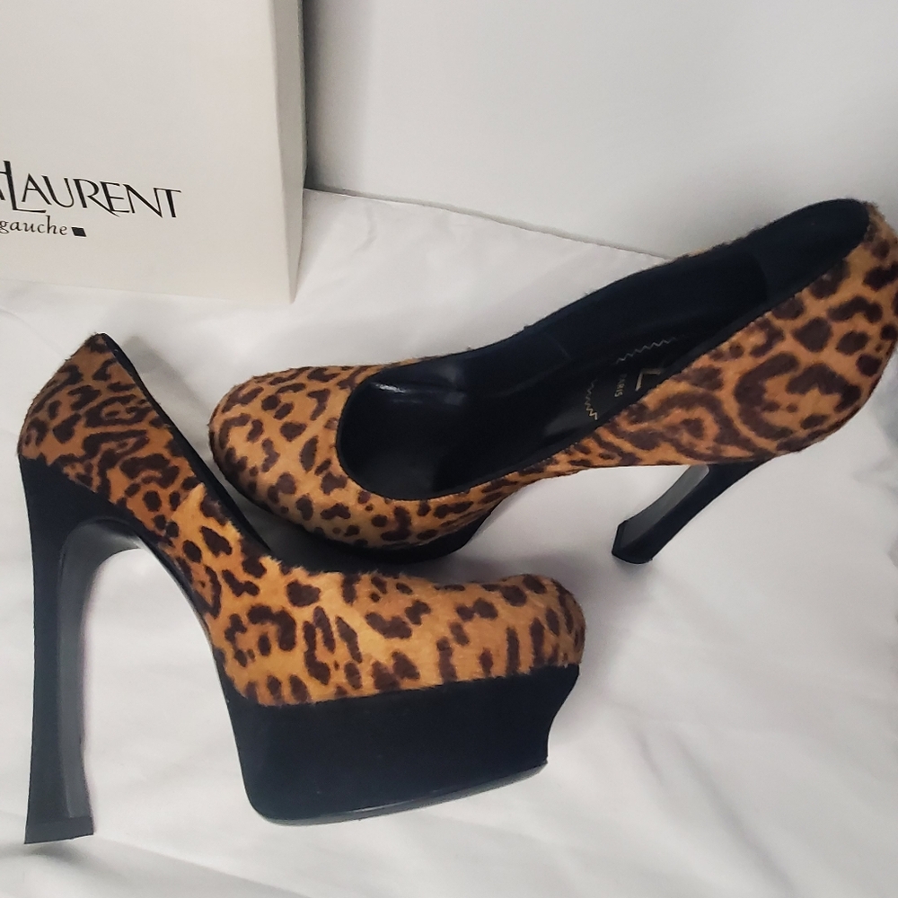 🔥HostPick🔥YSL-YvesSauntLaurent-40.5- pony hair animal print stilettos/pumps - - Picture 6 of 13